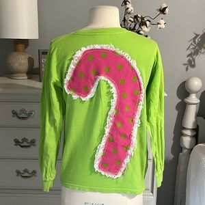 Christmas Tshirt Long Sleeve Comfort Colors Lime Green Pink Cotton Shirt Girls L